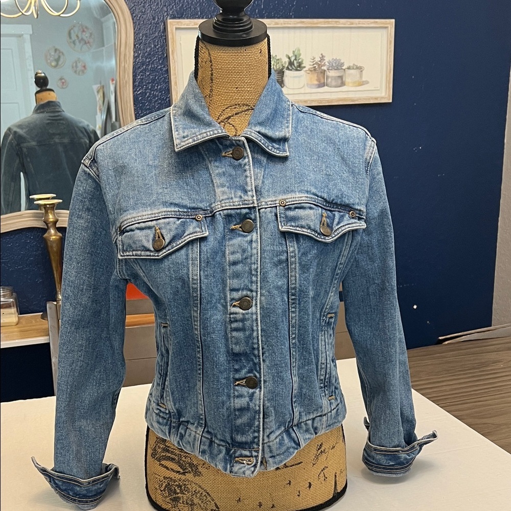 LIZ CLAIBORNE BLUE JEAN TRUCKER JACKET SMALL 90’s 100% COTTON VINTAGE